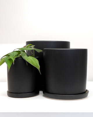 Black Cylinder Pot