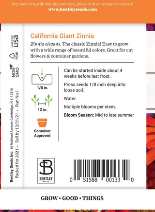 Zinnia-California Giant Mixed-Zinnia Elegans