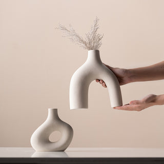 Kimisty Ceramic Off White Nordic Vase Set 2, Pampas Vases